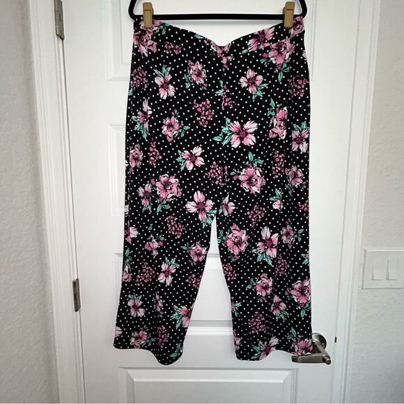 Susan Graver Floral Polka Dot Print Pull On Capri/Ankle Pants - Picture 4 of 5